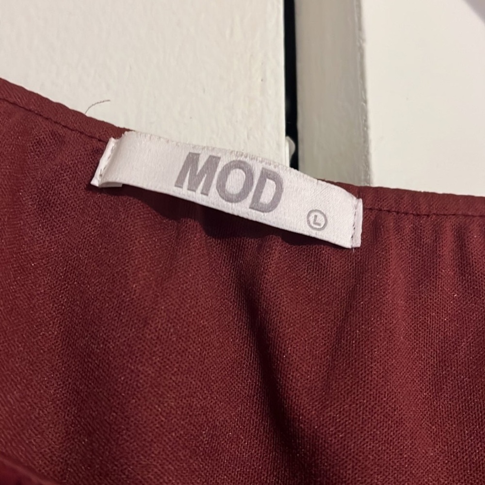 Mod Burgundy Off-Shoulder Mini Dress - Picture 3 of 3